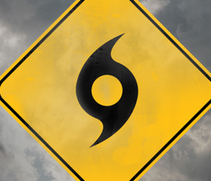 Road Sign with Hurricane Symbol