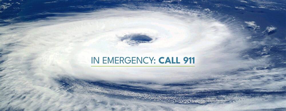 The eye of a hurricane rotating. In Emergency: Call 911.