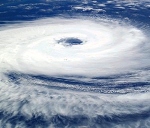 Aerial View of an Eye of a Hurricane