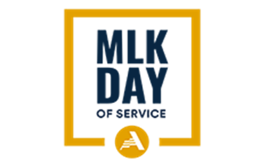 MLK logo, with the text, MLK Day of Service.