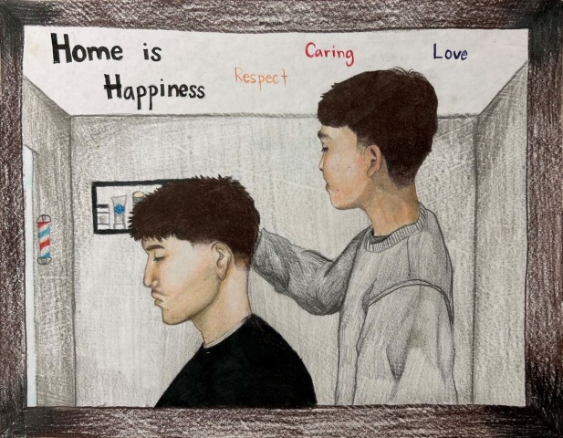 What Home Means to Me 2026 Calendar. Artwork of two people in a barbershop. 