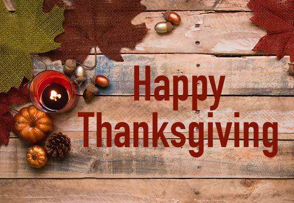Happy Thanksgiving Fall Leaves and Pumpkins